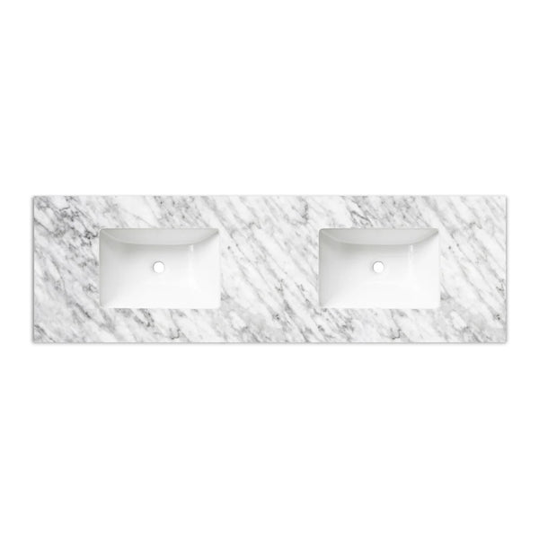 Laguna 1500mm Satin White Wall Hung Vanity with Undermount Natural Carrara Marble Top & Basin