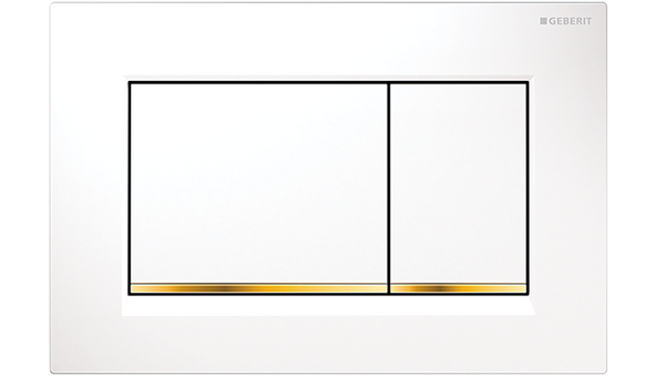 Sigma30 Dual Flush Button Square White With Gold Trim