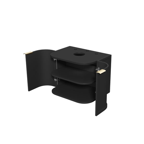 Hampshire 600mm Satin Black Wall Hung Curve Cabinet Only