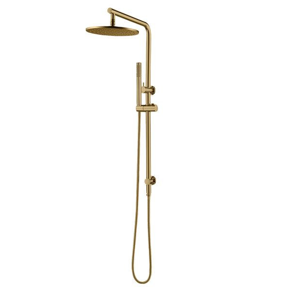 10'' Round Brushed Brass Shower Station Top Water Inlet(Right Angle)