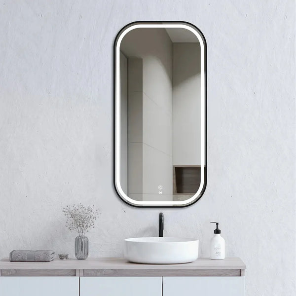 LED Newport 900x450 Metal Frame Mirror Soft Square