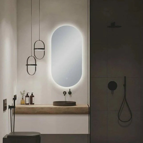 450*900mm Builder Range Oval Sharp-Edged 3 Color Lighting Backlit LED Mirror with Touch Sensor Switch