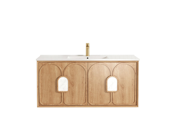 Laguna 1200mm Natural American Oak Wall Hung Vanity with Ceramic Top