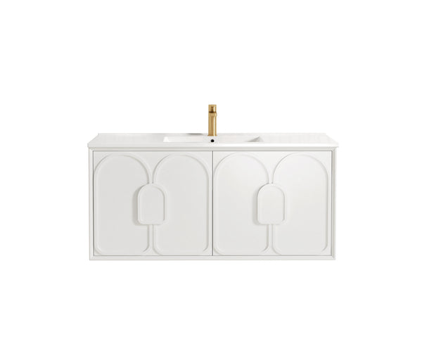 Laguna 1200mm Satin White Wall Hung Vanity with Ceramic Top