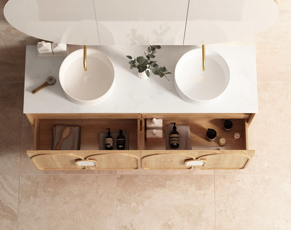 Laguna 1500mm Natural American Oak Wall Hung Vanity with Top