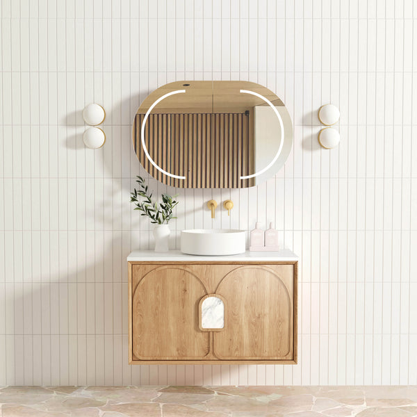 Laguna 900mm Natural American Oak Wall Hung Cabinet Only