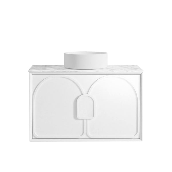 Laguna 900mm Satin White Wall Hung Vanity with Top