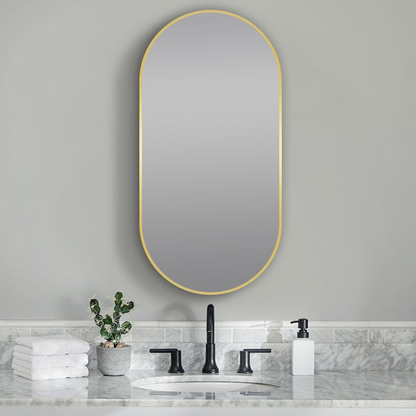 500*1000mm Matte Brushed Gold Non-Luminous Framed Mirror Mounted Vertical or Horizontal