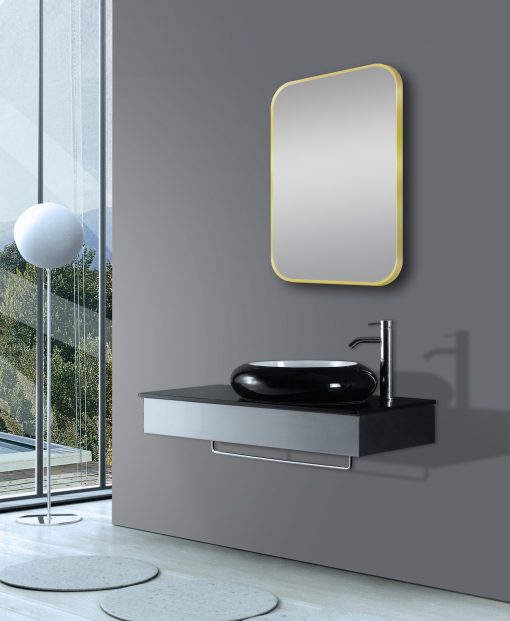 450*750mm Matte Brushed Gold Non-Luminous Framed Mirror Mounted Vertical or Horizontal