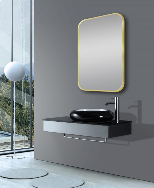 600*900mm Matte Brushed Gold Non-Luminous Framed Mirror Mounted Vertical or Horizontal