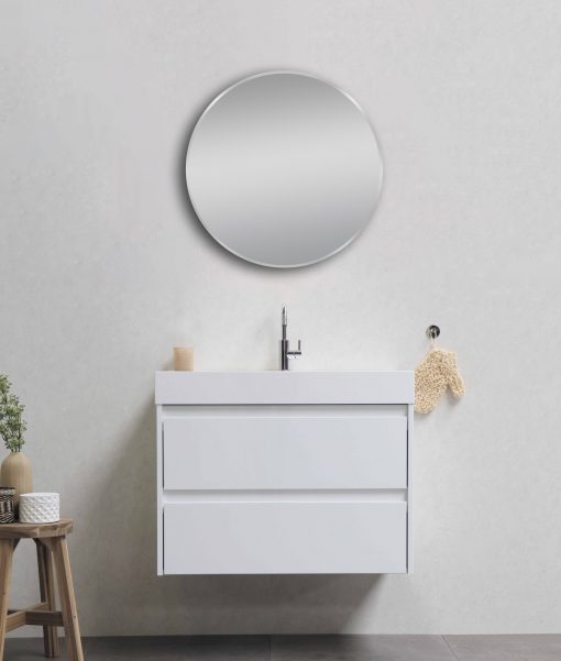 600mm Matte Brushed Nickel Non-Luminous Framed Round Mirror