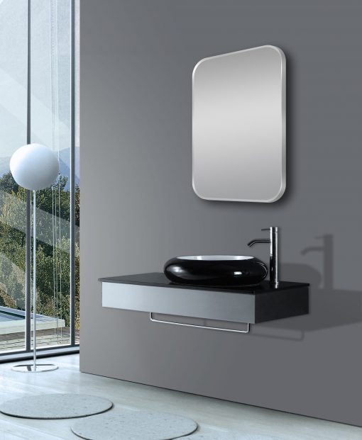 450*750mm Matte Brushed Nickel Non-Luminous Framed Mirror Mounted Vertical or Horizontal