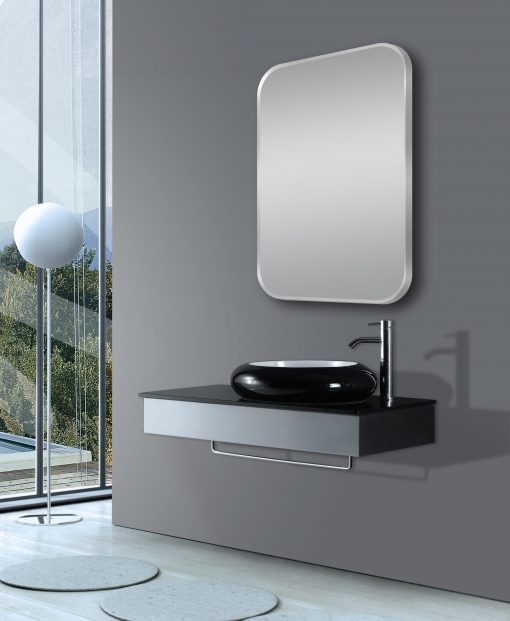 600*900mm Matte Brushed Nickel Non-Luminous Framed Mirror Mounted Vertical or Horizontal