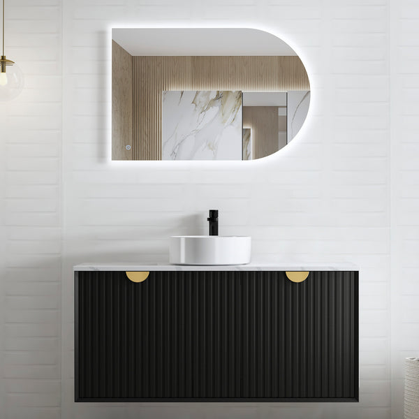Marlo 1200mm Matte Black Wall Hung Vanity with Top 12TH