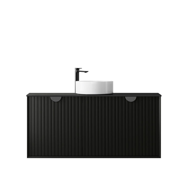 Marlo 1200mm Matte Black Wall Hung Vanity With Statuario Top 10TH