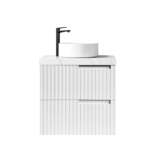 Noosa 600mm Satin White Wall Hung Vanity with Mont Blanc 60mm Top 10TH