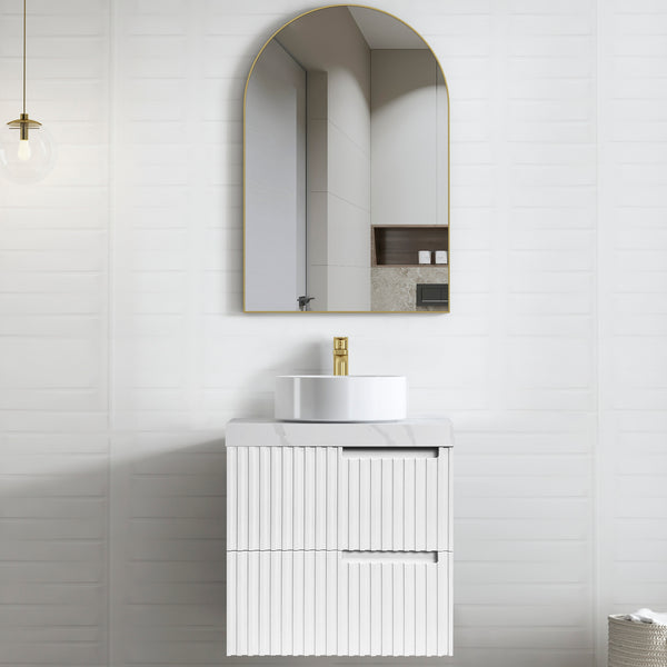 Noosa 600mm Satin White Wall Hung Vanity with 60mm Top 12TH