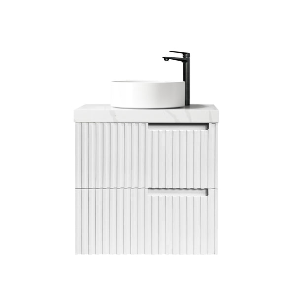 Noosa 600mm Satin White Wall Hung Vanity with 60mm Top 2TH