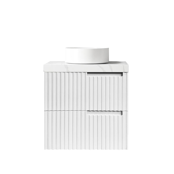 Noosa 600mm Satin White Wall Hung Vanity with 60mm Top NTH