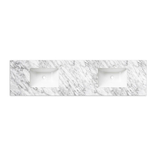 Natural Carrara Marble 1800x465x18 Top with Double Undermount Basins