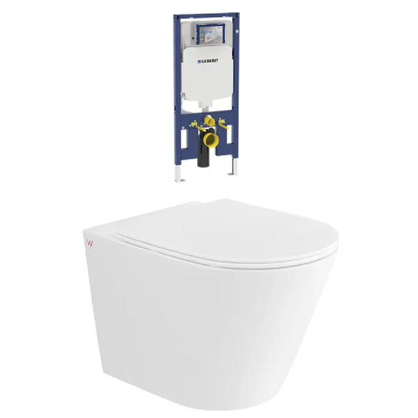 Alzano WH Rimless Pan Slim Seat / Geberit Inwall Cistern (Button Order Separately)