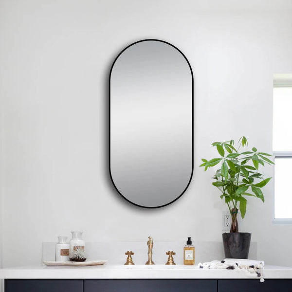 500*1000mm Matte Brushed Black Non-Luminous Framed Mirror Mounted Vertical or Horizontal