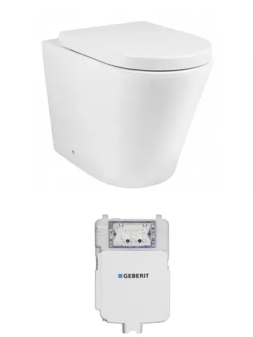Alzano WF Hurricane Pan With Thick Seat / Geberit Inwall Cistern Set (Push Plate Sold Separately)
