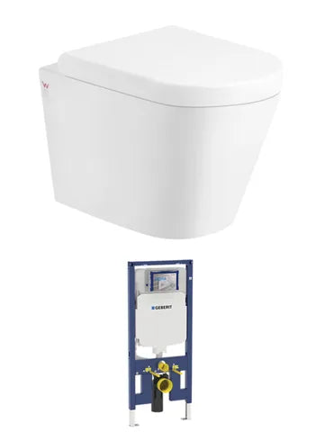 Alzano WH Rimless Pan Thick Seat / Geberit Inwall Cistern (Button Order Separately)