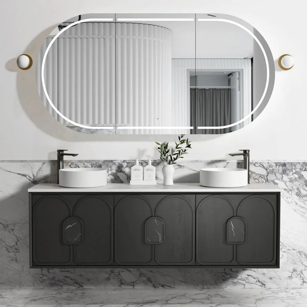 Laguna 1800mm Black American Oak Wall Hung Vanity with Top