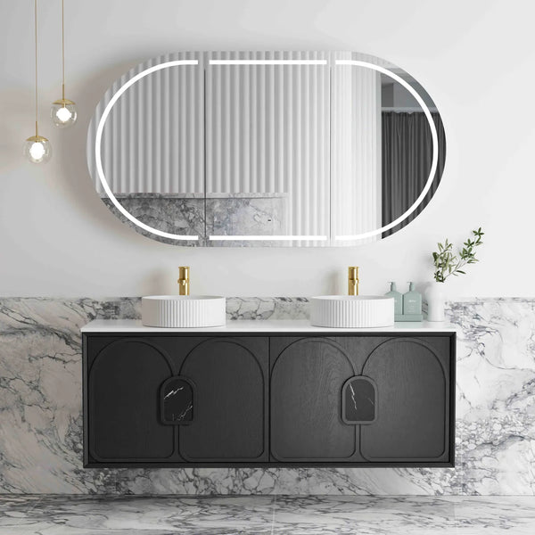 Laguna 1500mm Black American Oak Wall Hung Vanity with Top