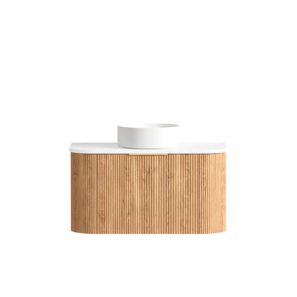 Bondi 900mm Woodland Oak Fluted Curve Cabinet Only