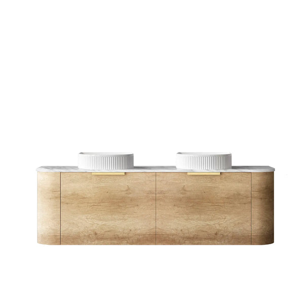 Bondi 1500mm Natural Oak Wall Hung Curve Vanity with Top