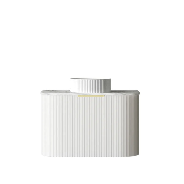 Bondi 750mm Satin White Fluted Wall Hung Curve Vanity with Top