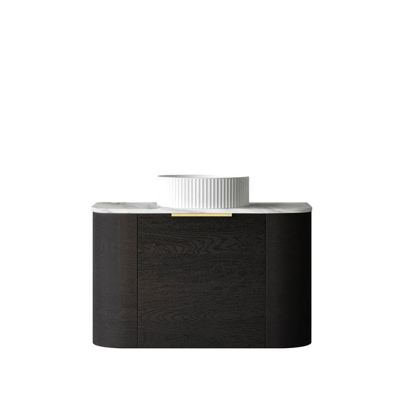 Bondi 750mm Black Oak Wall Hung Curve Vanity with Top