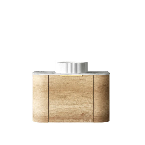 Bondi 750mm Natural Oak Wall Hung Curve Vanity with Top