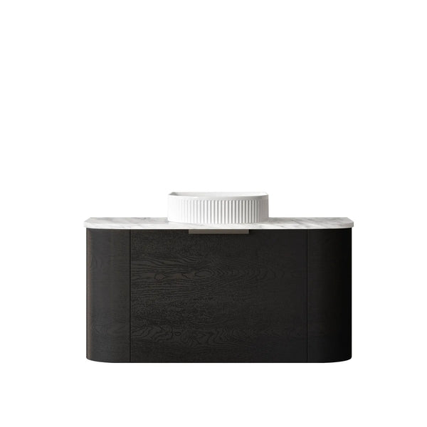 Bondi 900mm Black Oak Wall Hung Curve Vanity with Top