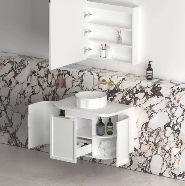 Hampshire 750mm Satin White Wall Hung Curve Cabinet Only