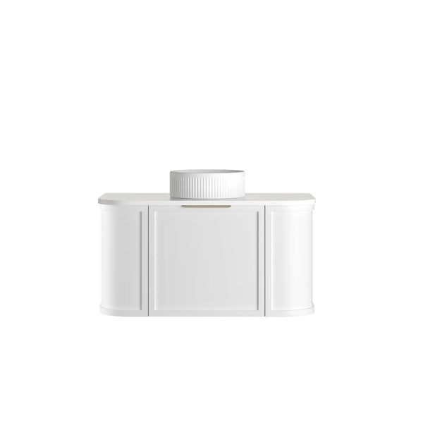 Hampshire 900mm Satin White Wall Hung Curve Vanity with Top