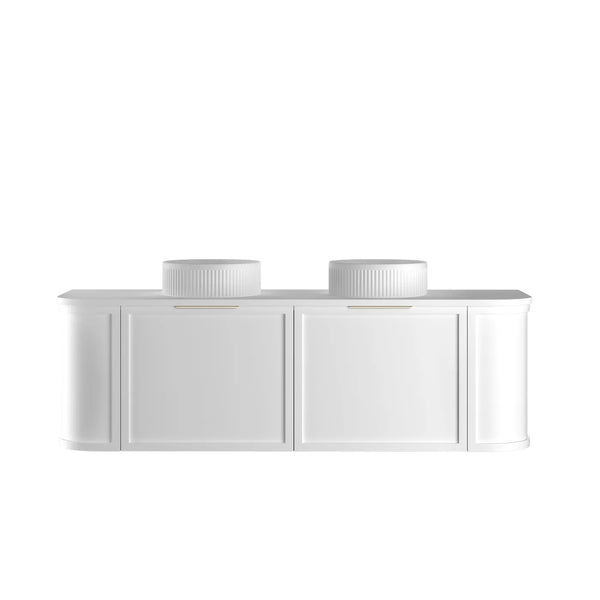 Hampshire 1500mm Satin White Wall Hung Curve Vanity with Top