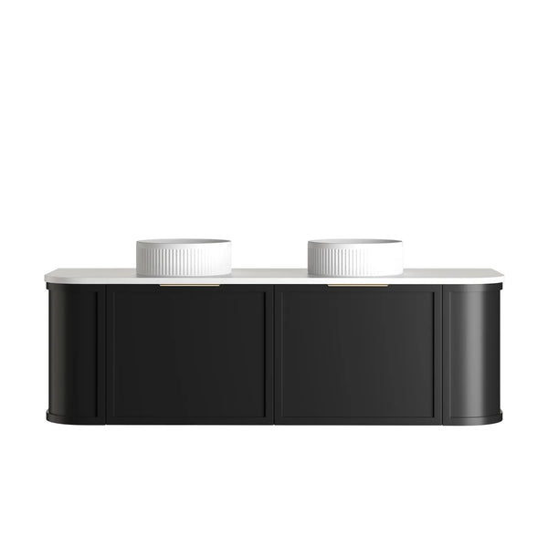Hampshire 1500mm Satin Black Wall Hung Curve Vanity with Top