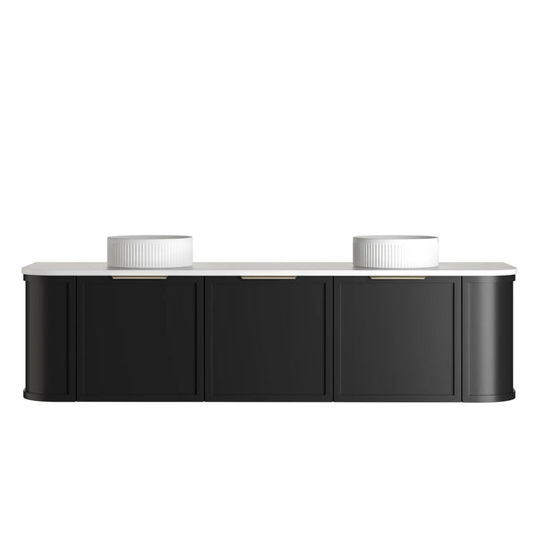 Hampshire 1800mm Satin Black Wall Hung Curve Vanity with Top