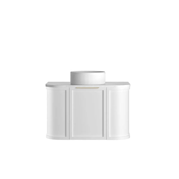 Hampshire 750mm Satin White Wall Hung Curve Vanity with Top