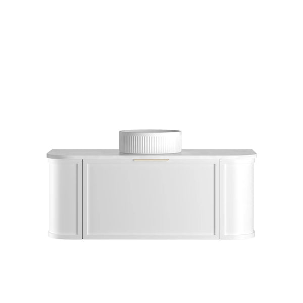 Hampshire 1200mm Satin White Wall Hung Curve Vanity with Top