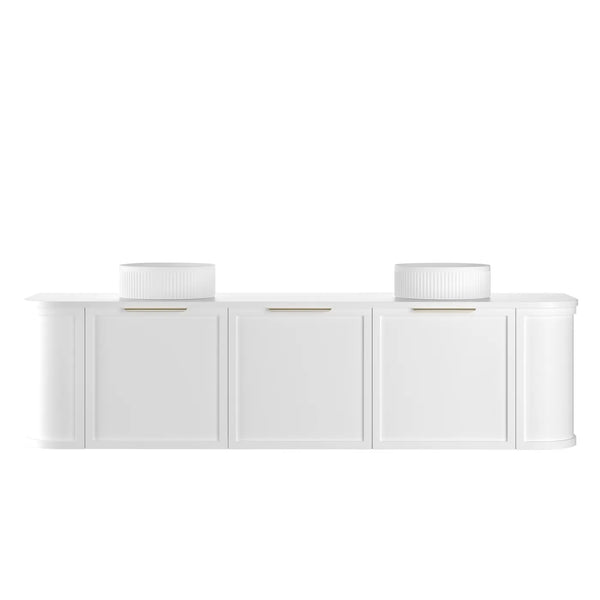 Hampshire 1800mm Satin White Wall Hung Curve Vanity with Top