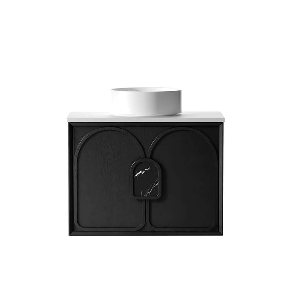 Laguna 750mm Black American Oak Wall Hung Vanity with Top