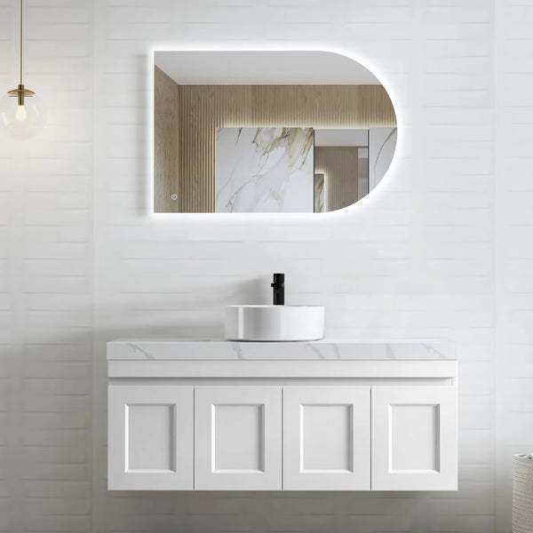 Hampton Mark II 1200mm Satin White Wall Hung Vanity with Ceramic Top