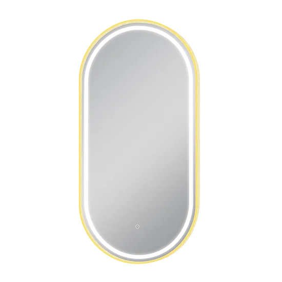 (KORA2-BG)500*1000mm 3 Lighting Options controlled with Touch Sensor Switch Frontlit Brushed Gold Aluminum Frame LED Lighting Dressing Mirror