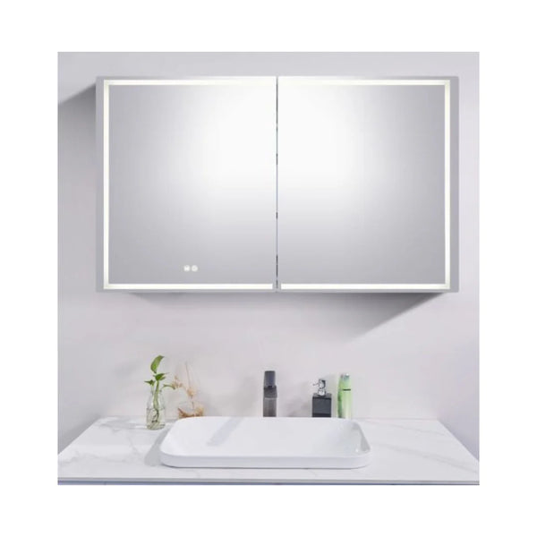 1200*720*139mm Silver Brushed Rectangular LED Mirror Shaving Cabinet(Double Doors,Anti-Fogging)