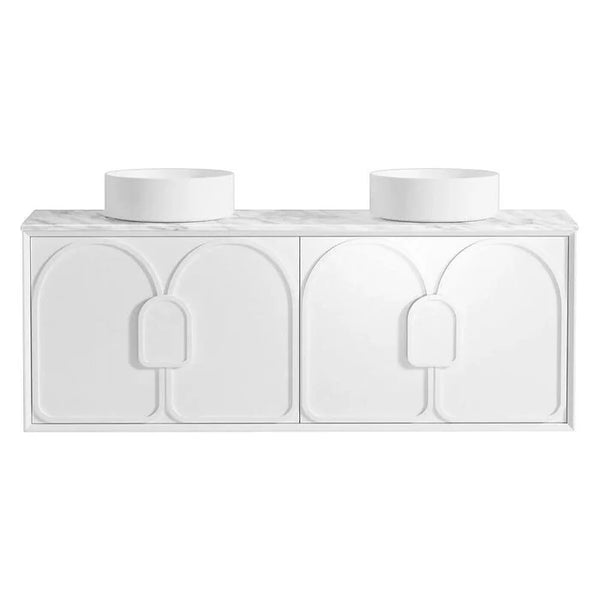 Laguna 1500mm Satin White Wall Hung Vanity with Top