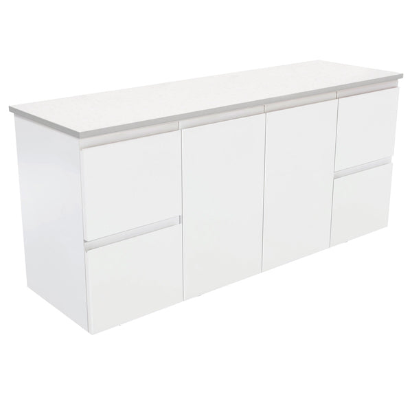 Fingerpull 1500mm Satin White Wall Hung Cabinet